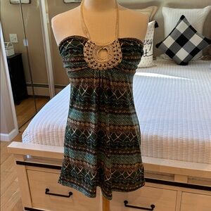 Halter W/nice embroidered bead  work Patterned Dress